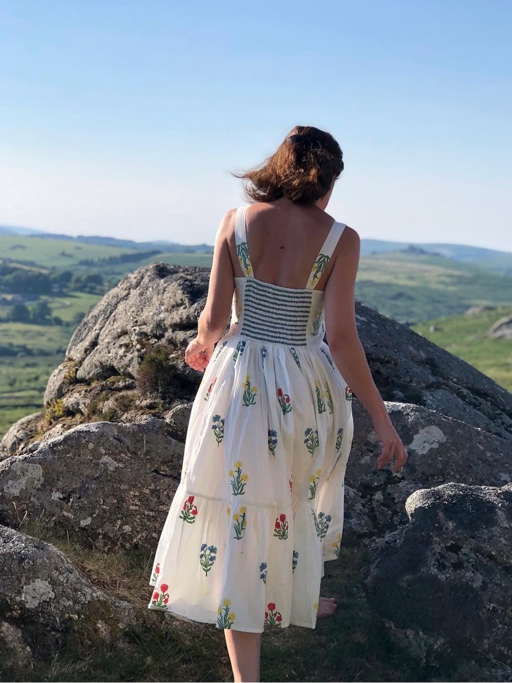 Daydress UK Maeve White Floral Tiered Dress Blockprint No Size - Picture 4 of 9